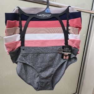 NWT Lady Princess Intimates 7P Multicolored Panties. XL. Hi-cut. Seamless. $45.